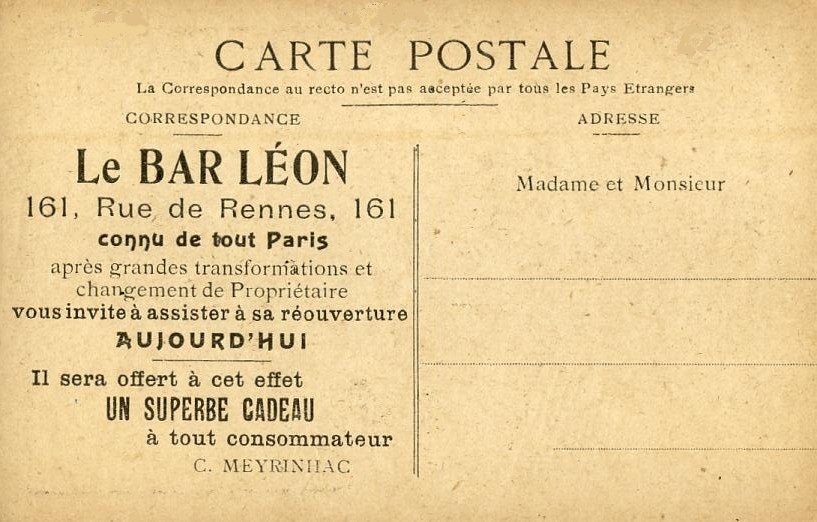 Commerce - Métiers - Bar Léon 161 Rue De Rennes 75006 Paris - Enfants Jouets Revolver - Cafes