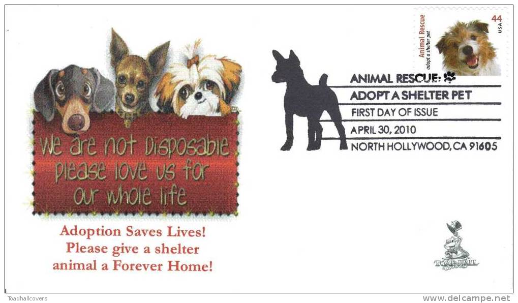 Animal Rescue, Adopt A Shelter Pet First Day Cover, From Toad Hall Covers!  #1 - 2001-2010