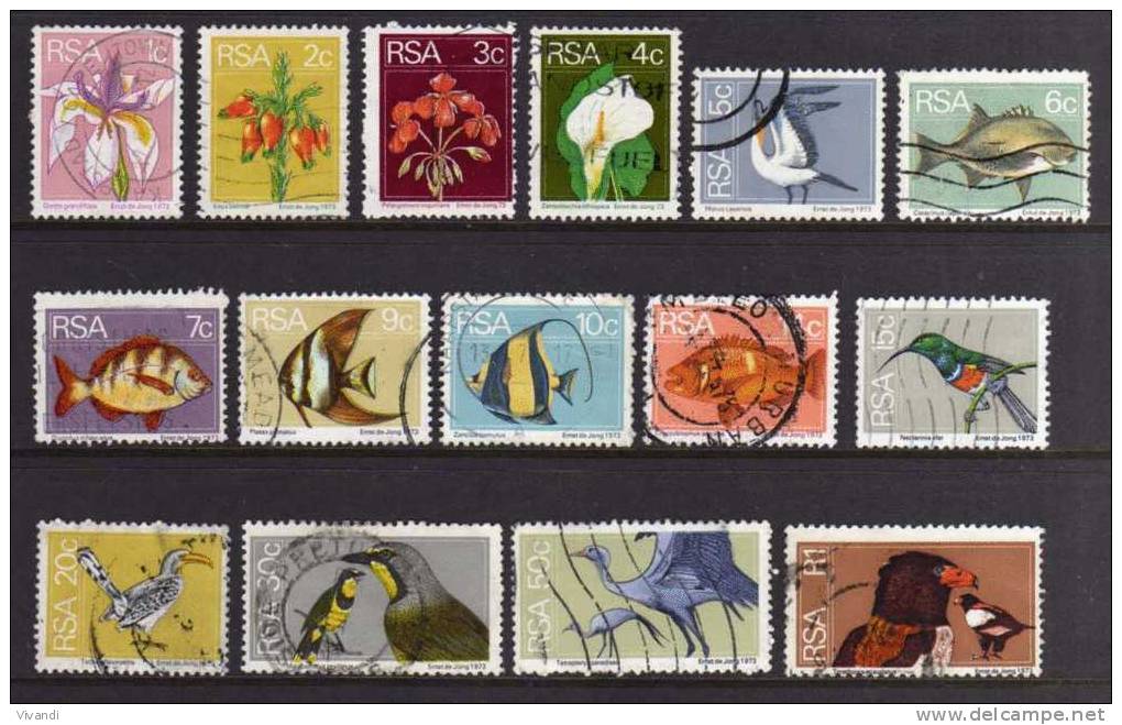 South Africa - 1974 - Definitives/Flowers, Fish & Birds (No 25 Cent) - Used - Oblitérés