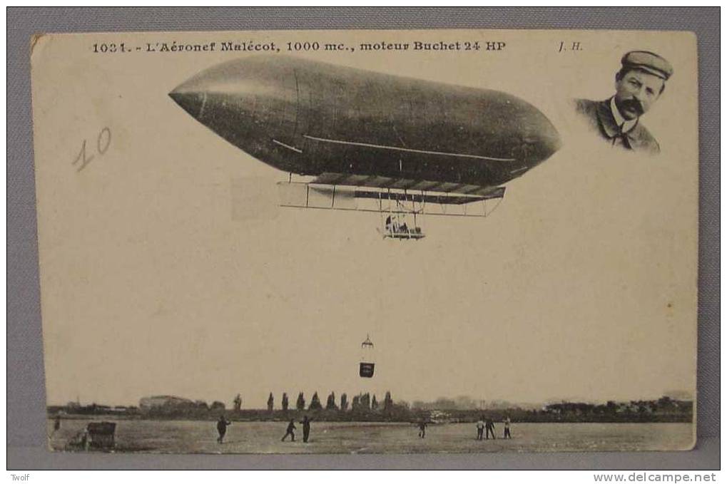 1034 - L'Aéronef Malécot, 1000mc., Moteur Buchet 24 HP - J. Hauser, Phot.-édit., Paris - Zeppeline