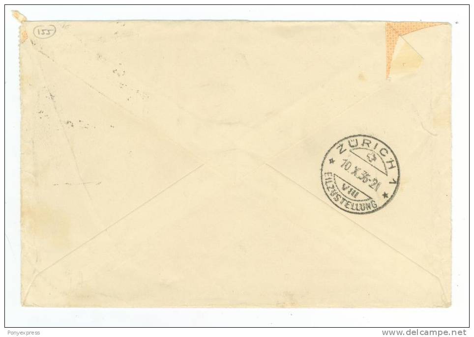 1936 Expo. Inter. N° 327  1F50 X 3 Sur Lettre En Exprès De Nice Pour Zurich - 1921-1960: Modern Period