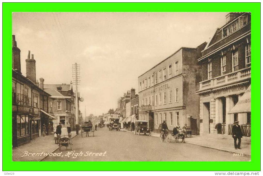 BRENTWOOD, UK - HIGH STREET - ANIMATED - CITY & MISLAND BANK - WHITE HART HOTEL - A.E. HAWES - - Autres & Non Classés