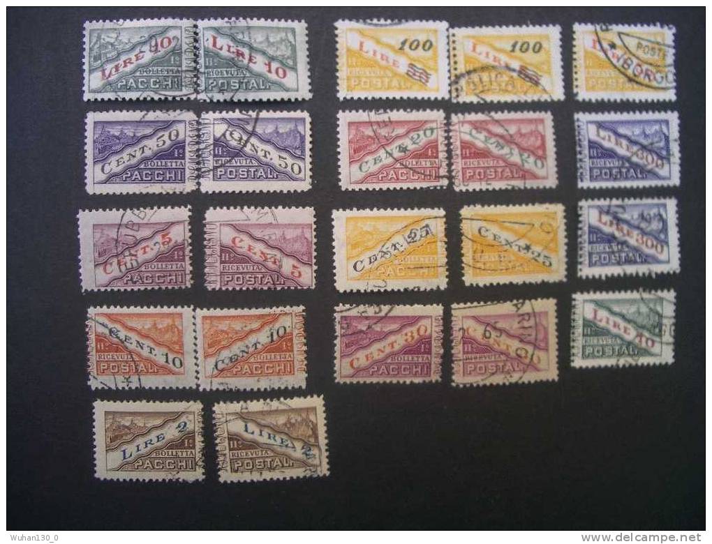 SAINT - MARIN  Postaux  ( O )  De  1928 / 1961  "  Timbres Pour Colis Postaux  "    1  Lot . - Parcel Post Stamps