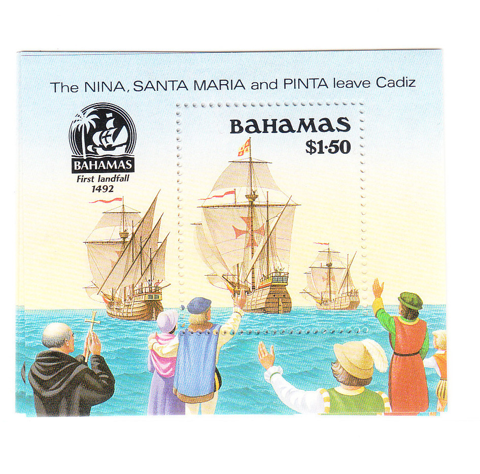 Bahamas 1990 Discovery Of America 500th Anniversary Columbus Fleet Leaving Cadiz MNH - Bahamas (1973-...)