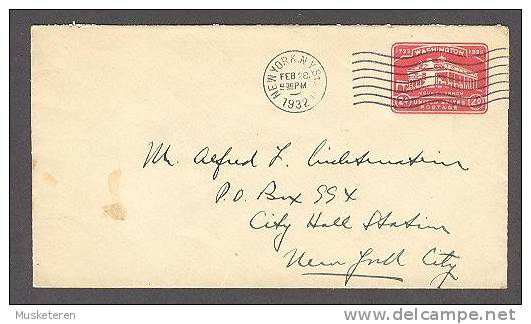 United States Postal Stationery Ganzsache Cover 2 C Washington Mount Vernon Deluxe New York 1932 Cancel - 1921-40