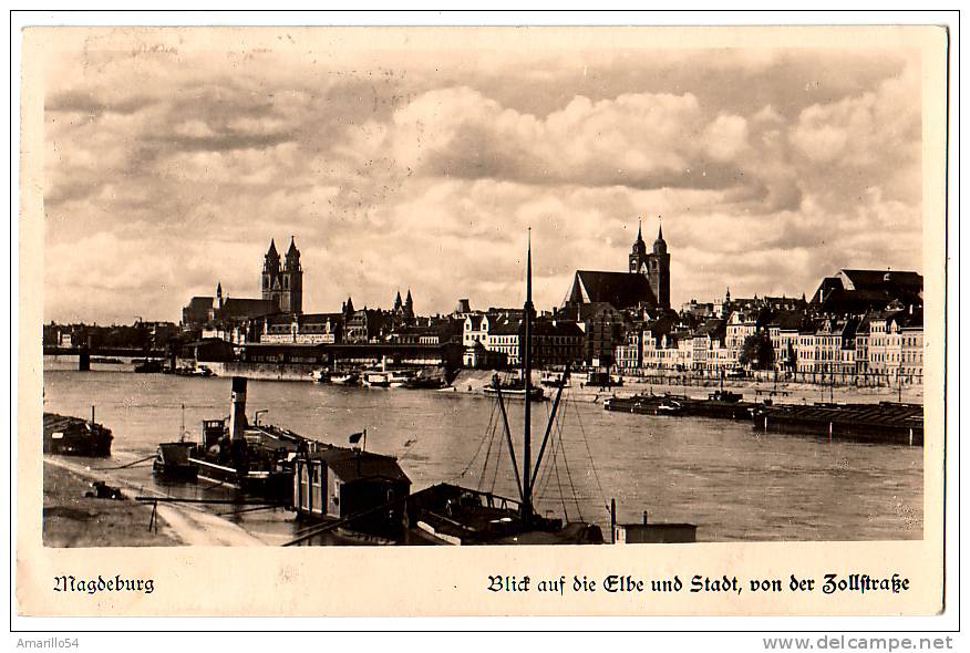 RAR Foto AK Magdeburg - Zollstrasse, Elbe 1938 - Maagdenburg