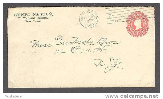 United States Private Postal Stationery Ganzsache 2 C. Cover HENRI NESTLÉ New York N.Y. 1903 - 1901-20