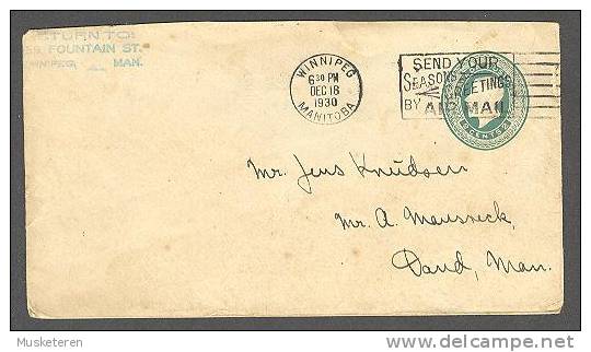 Canada Postal Stationery King George V. 2 C Cover Deluxe WINNIPEG MANITOBA 1930 To DAND Manitoba - 1903-1954 De Koningen
