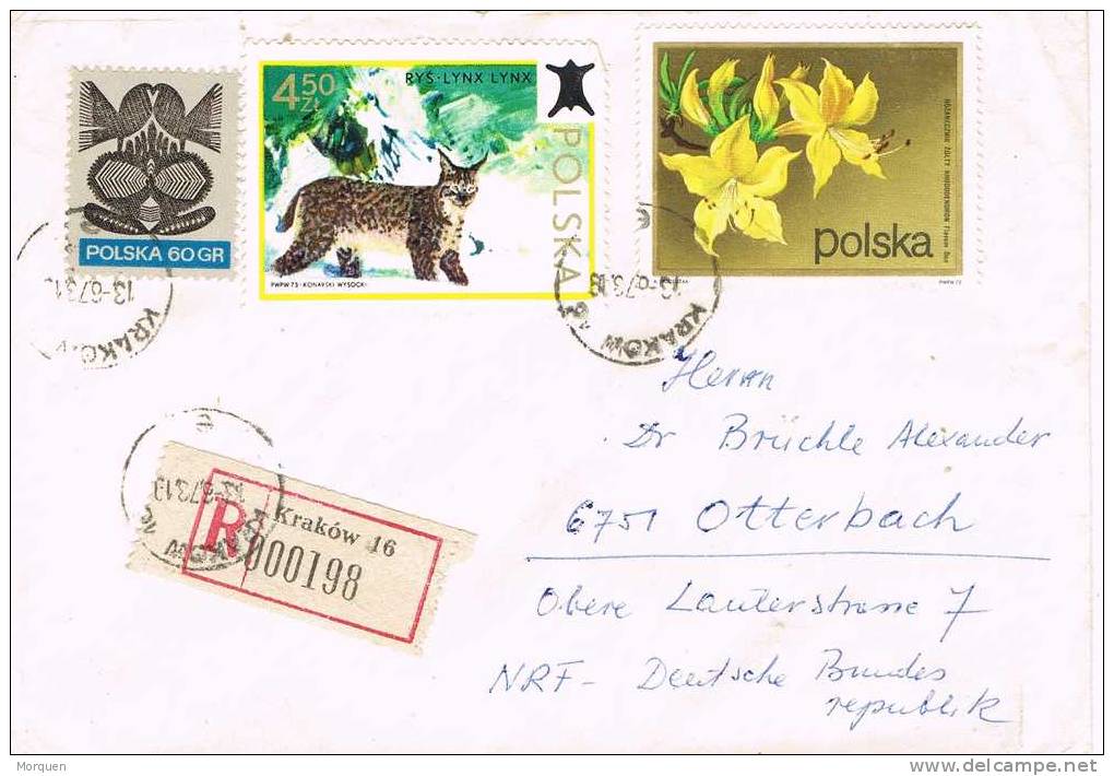 Carta Certificada KRAKOW (Polonia) 1973 A Alemania - Cartas & Documentos