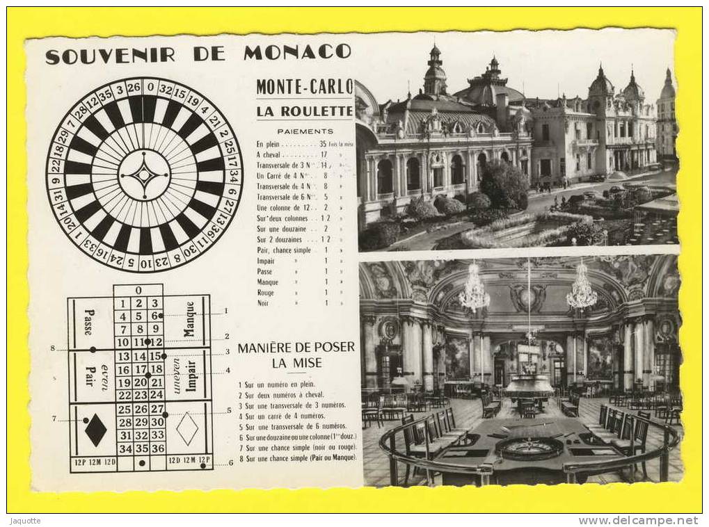 SOUVENIR DE MONACO - MONTE CARLO LA ROULETTE Multivues Casino Salle Jeux Tables Roulette - Edit Larcan - Casino