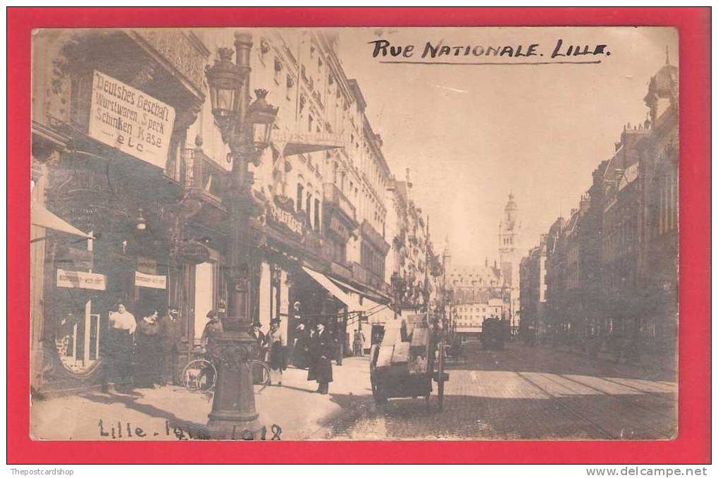 CPA 59 NORD RUE NATIONALE LILLE UNUSUAL VERY RARE !! N8647 ?? DEUTSCHES GESCHAFT GERMAN BUSINESS 1918 ? - Lille