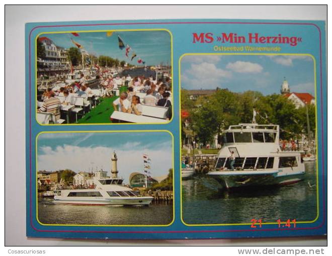 2575  MIN HERZING WARNEMÜNDE   DEUTSCHLAND SHIP BARCO BATEAUX   POSTCARD   YEARS  1980  OTHERS IN MY STORE - Chiatte, Barconi