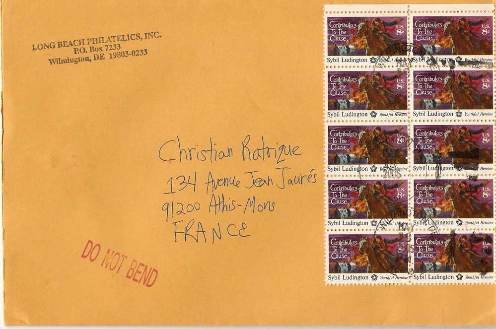 Etats Unis US Revolution Sybil Ludington Horse Cheval  X 10 On Letter - Us Independence