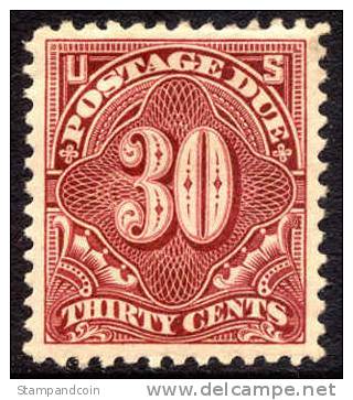 US J43 XF Mint Hinged 30c Postage Due From 1895 - Franqueo