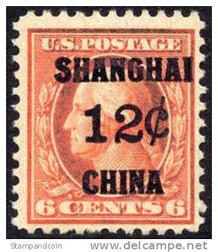 US Offices In China K6 Mint Never Hinged 12c On 6c From 1919 - China (Shanghai)