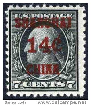 US Offices In China K7 Mint Never Hinged 14c On 7c From 1919 - China (Schanghai)