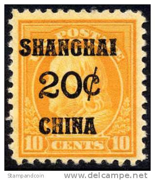 US Offices In China K10 Mint Hinged 20c On 10c From 1919 - China (Sjanghai)