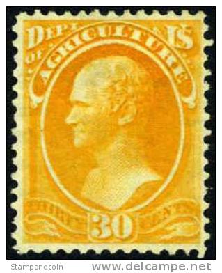 US O9 XF Mint No Gum Argiculture 30c Official From 1873 - Officials