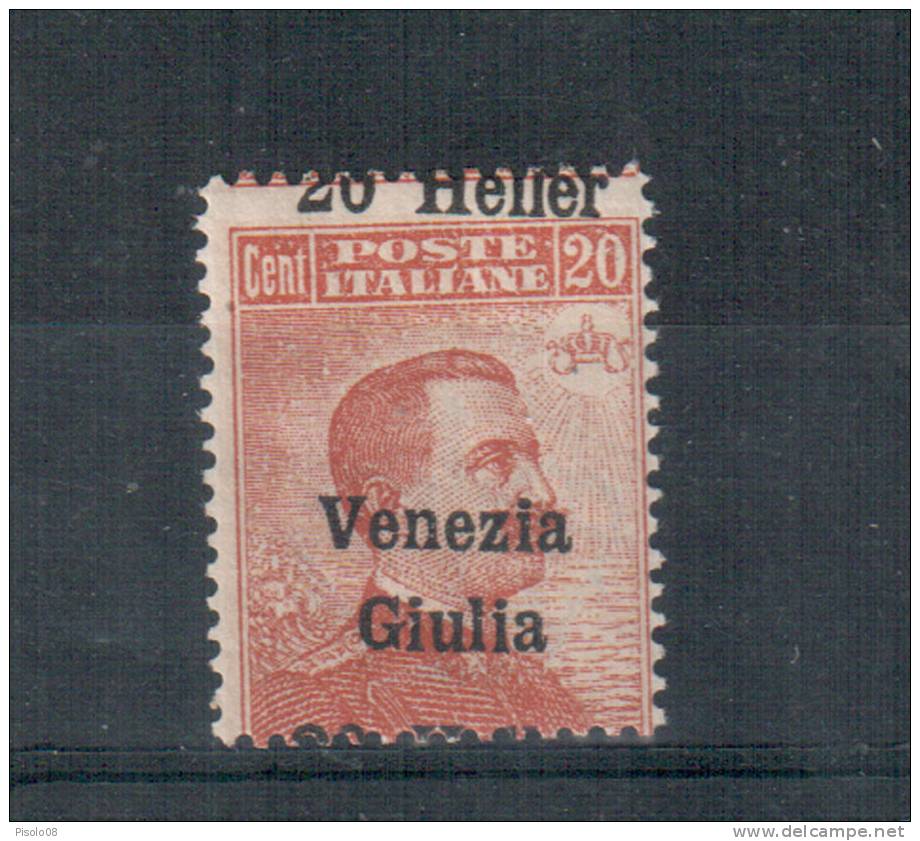 VENEZIA GIULIA 1919 20 HELLER SOPRASTAMPA FORTEMENTE SPOSTATA - Venezia Giuliana
