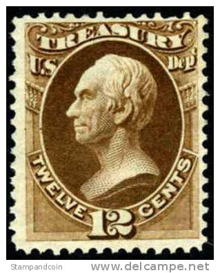 US O78 Mint No Gum 12c Treasury Dept. Official From 1873 - Officials