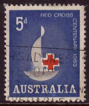 1963 - Australian Centenary 5d RED CROSS Stamp FU - Usados