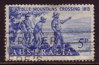 1963 - Australian 150th Anniversary Crossing 5d BLUE MOUNTAINS Stamp FU - Usados