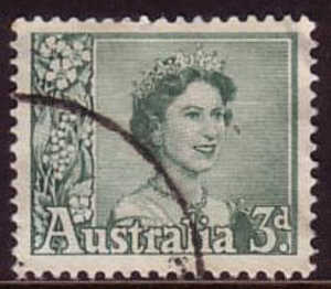 1959-1962 - Australian Queen Elizabeth II Definitive Issue 3d GREEN Stamp FU - Usados