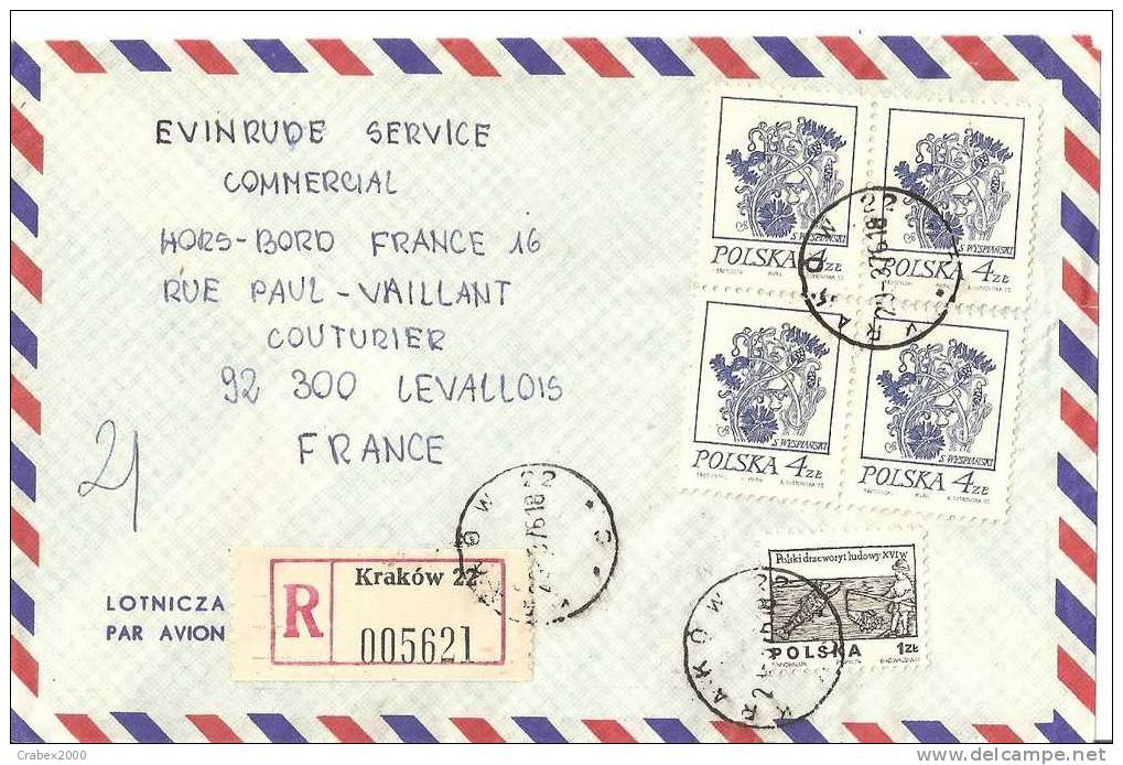 N° Y&t  2140     Lettre   KRAKOW  Vers    FRANCE    22 AVRIL  1976 - Lettres & Documents