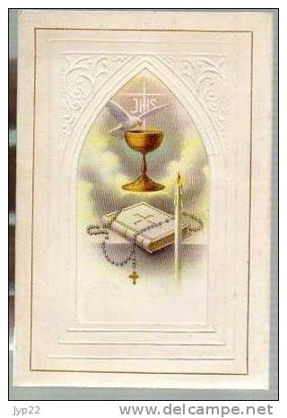 Image Pieuse Double - Calice Missel Cierge Communion - Images Religieuses