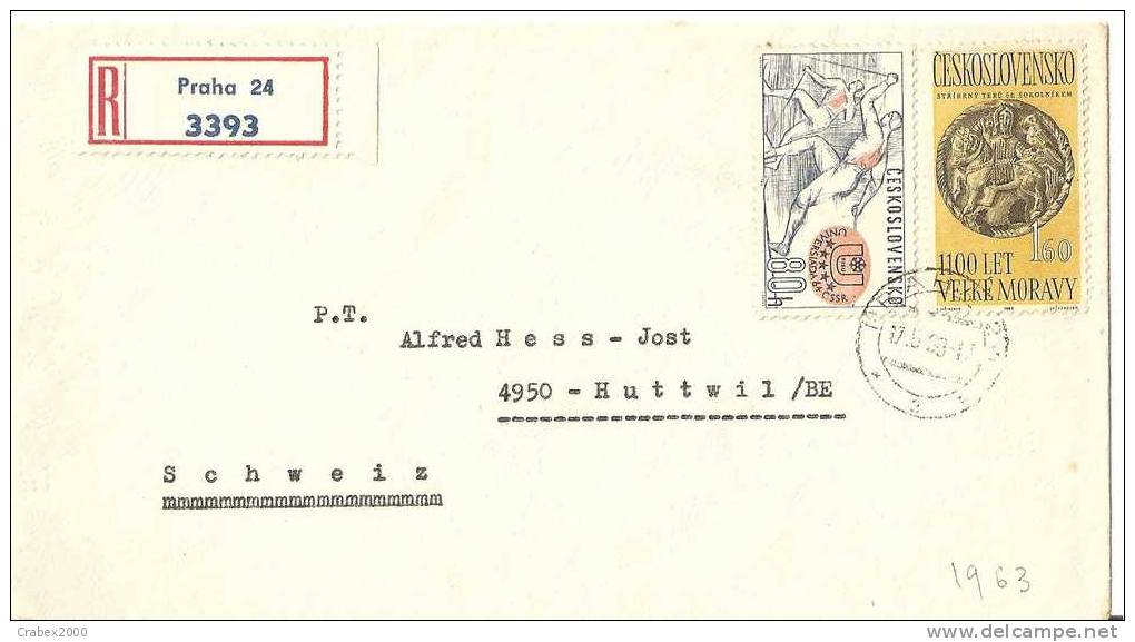 N° Y&t  1278+1319    Lettre     PRAGUE     Vers    SUISSE    17 MAI 1963 - Storia Postale