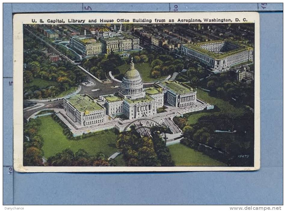 A926 WASHINGTON DC US CAPITOL LIBRARY AND HOUSE OFFICE BUILDING FROM AEROPPLANE VG - Washington DC