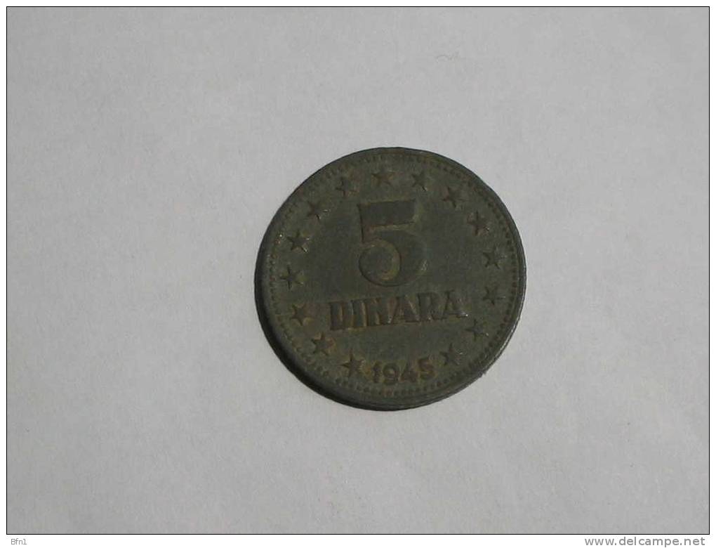 YOUGOSLAVIE // 5 DINARA 1945 // TRES TRES BELLE PIECE - Yugoslavia