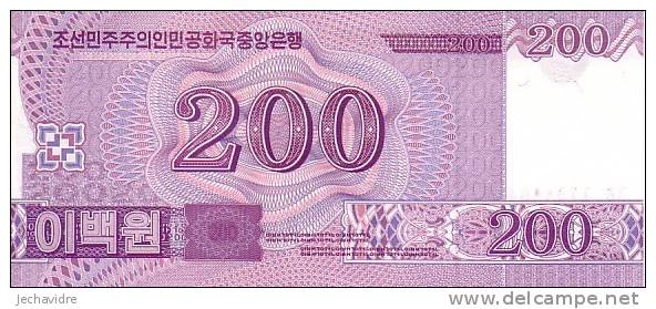 COREE Du NORD   200 Won  Emission De 2008      ***** BILLET  NEUF ***** - Korea (Nord-)