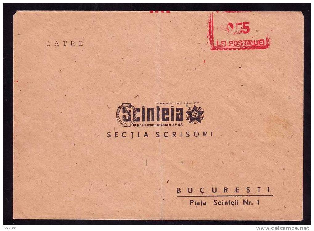 Romania Rare Cover Meter JOURNAL SCANTEIA !!! - Machines à Affranchir (EMA)