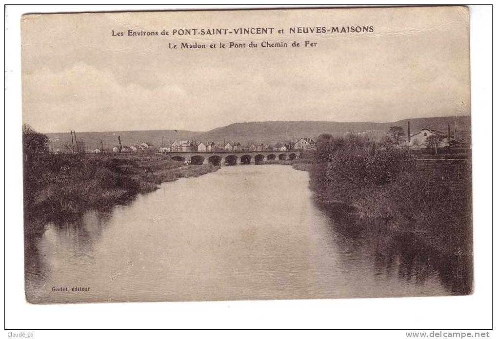 54--NEUVES-MAISONS--CPA  --Les Environs De Pont Saint Vincent Et Neuves Maisons-Le Madon Et Le Pont Du Chemin De Fer - Neuves Maisons