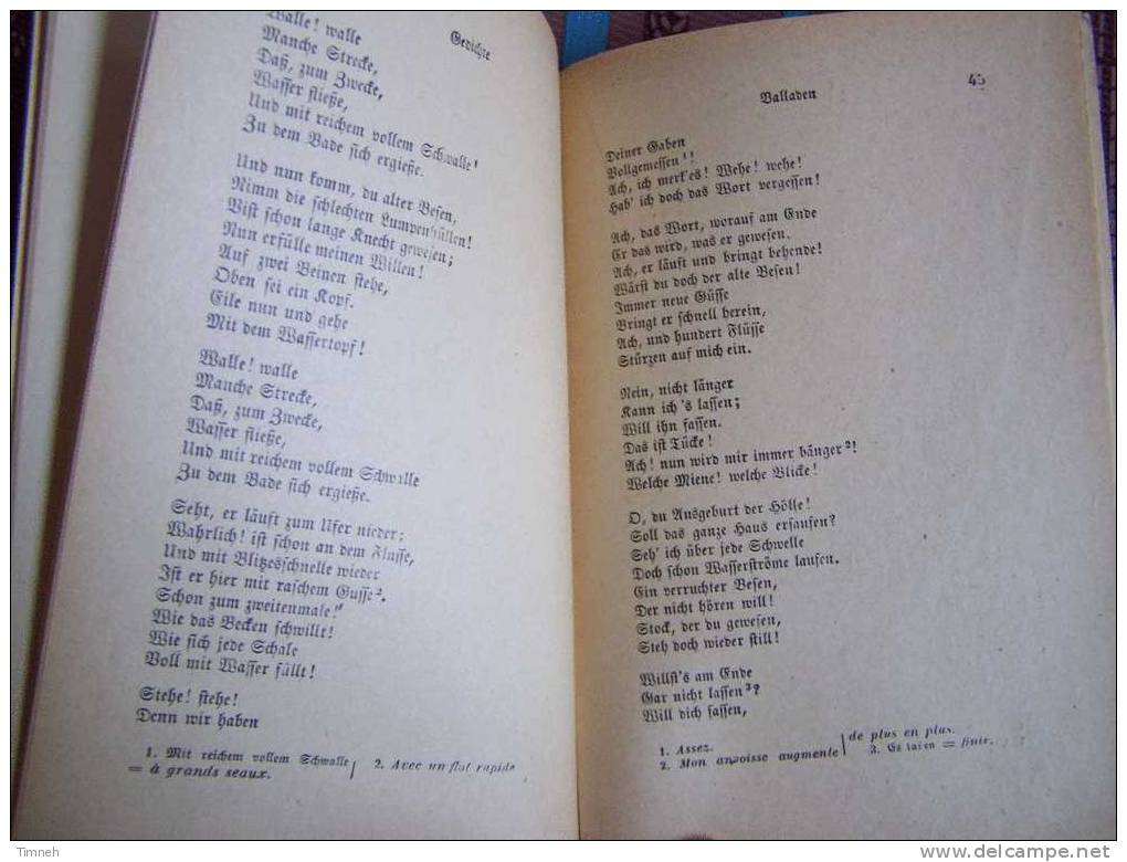 Gedichte-Auswahl-GOETHE-A         LLEMAND  GOTHIQUE-librairie Hatier N°393-notice-notes Sénac Français- Classiques Pour - Autores Alemanes