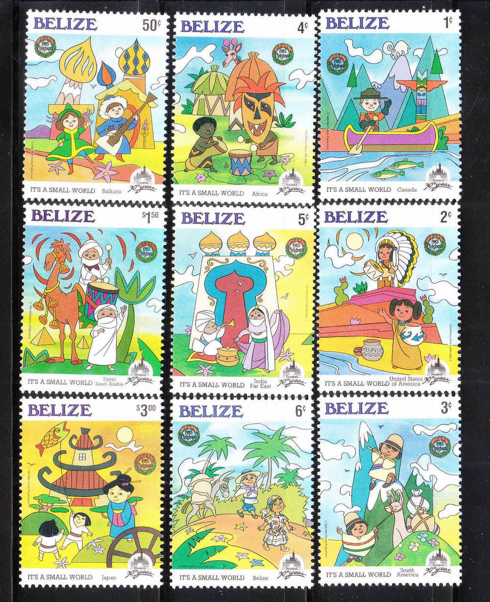 Belize 1985 Disneyland 30th Anniversary  Characters From It´s A Small World MNH - Belize (1973-...)