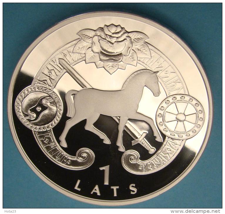 2007 LATVIA Silver Coin SIGULDA  -  1 Lats Proof  2007   HORSE , ROSE / ROSES - Latvia
