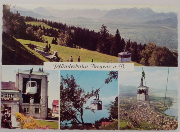 AUSTRIA - Bregenz, Pfander Hanging Railway & Cars / Pfanderbahn - Ca. 1970's Old Postcard - Bregenz