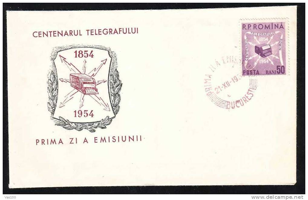 ROMANIA  1954 FDC TELEGRAPHES See Scan Image. - Telegraphenmarken
