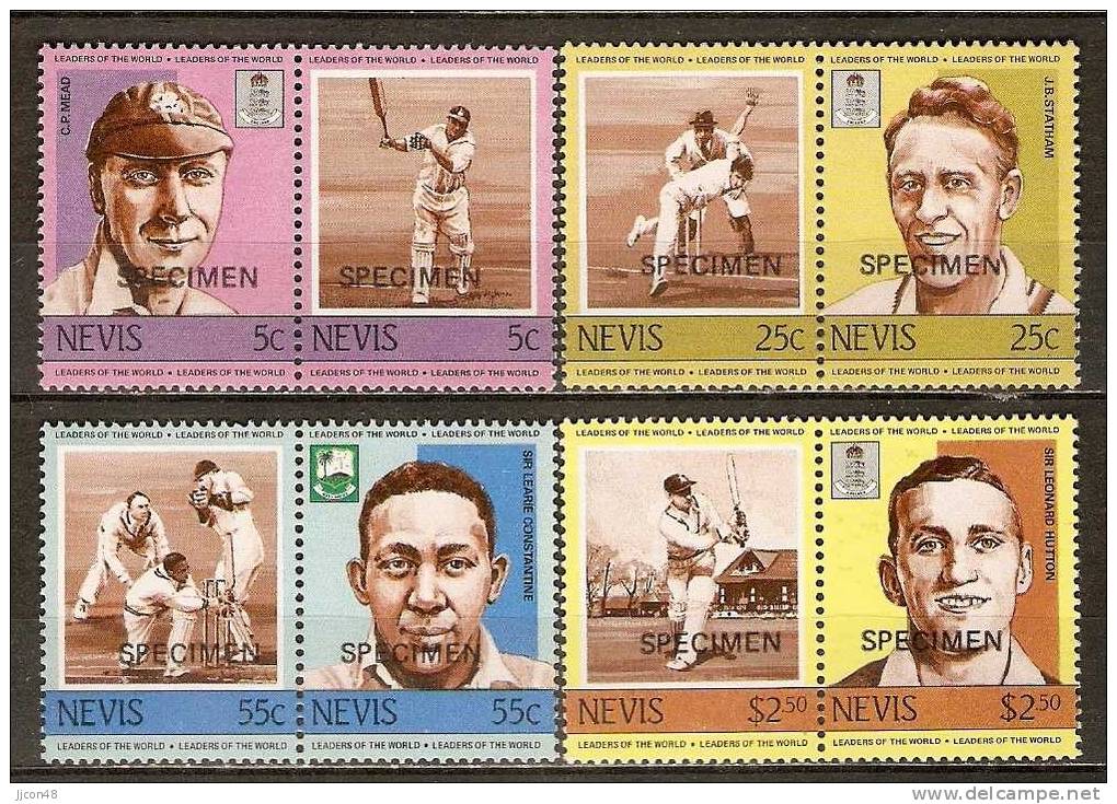 Nevis  1984  Leaders Of The World: Cricketers  (**) SG.211-218 - St.Kitts And Nevis ( 1983-...)