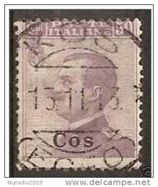 1912 COLONIE EGEO COO 50 CENT USATO - RR1628 - Ägäis (Coo)