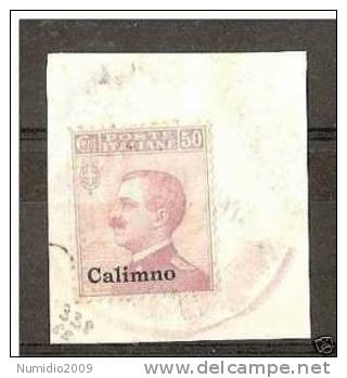 1912 COLONIE EGEO CALINO USATO 50 CENT FRAMMENTO RR1614 - Egée (Calino)