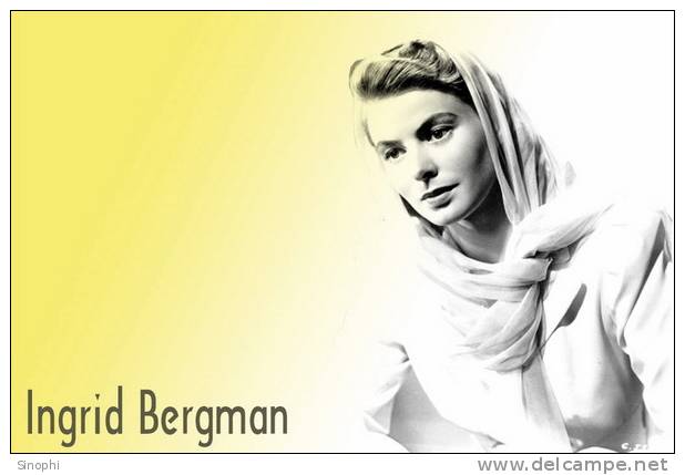 H - HD - 57  @     Ingrid Bergman  Hollywood Movie Star Actress     ( Postal Stationery , Articles Postaux ) - Acteurs