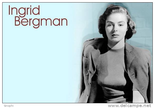 H - HD - 58  @     Ingrid Bergman  Hollywood Movie Star Actress     ( Postal Stationery , Articles Postaux ) - Acteurs