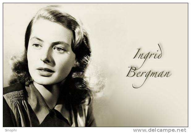 H - HD - 62  @      Ingrid Bergman    Hollywood Movie Star Actress     ( Postal Stationery , Articles Postaux ) - Acteurs