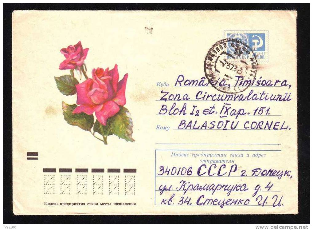 RUSSIA Entier Postaux,postal Stationery Cover With Roses 1973 Mailed. - Rosen