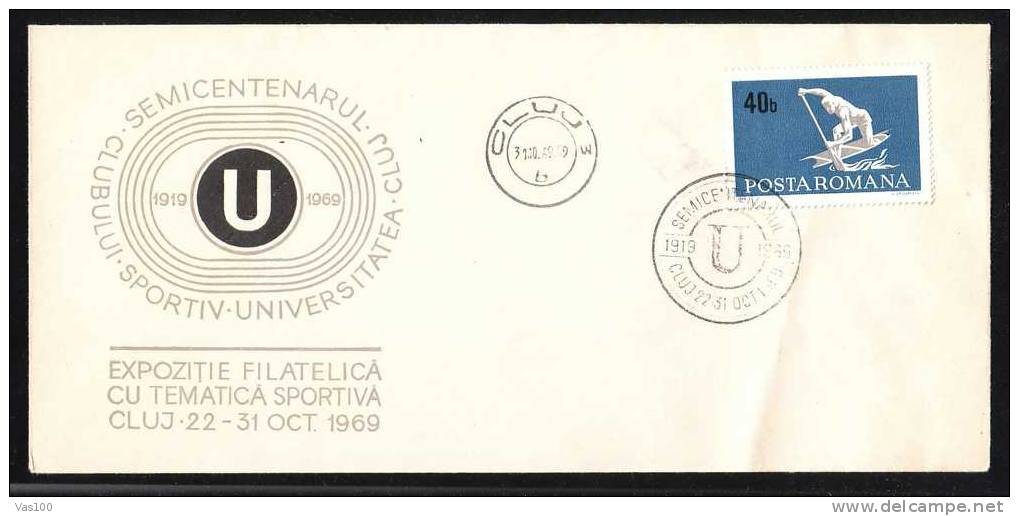 Romania 1969 Very Rare Cover With Anniversary Rowing Sport! - Canoë