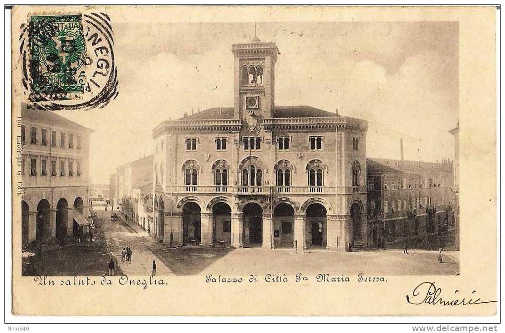 ONEGLIA - PALAZZO DI CITTA'  - F/P - V: 1904 - EPOCA - INDIVISA - Imperia