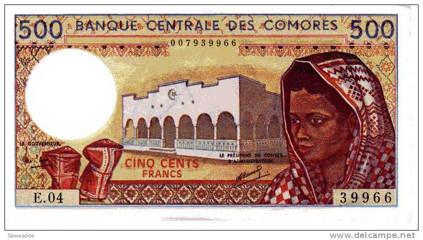 BILLET COMORES - P.10b - 1994 - 500 FRANCS - - Comoros